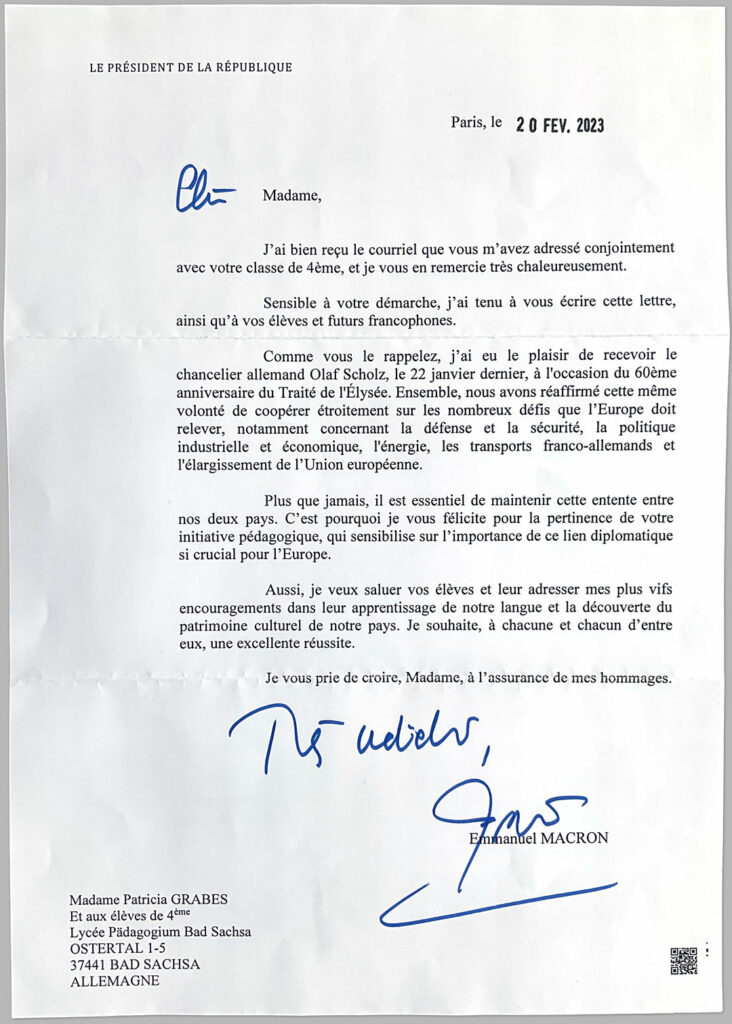 Foto Brief französischer Staatspräsident